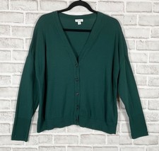 J JILL Cardigan Sweater Women s Sz L Petite Green Button Up Long Sleeves