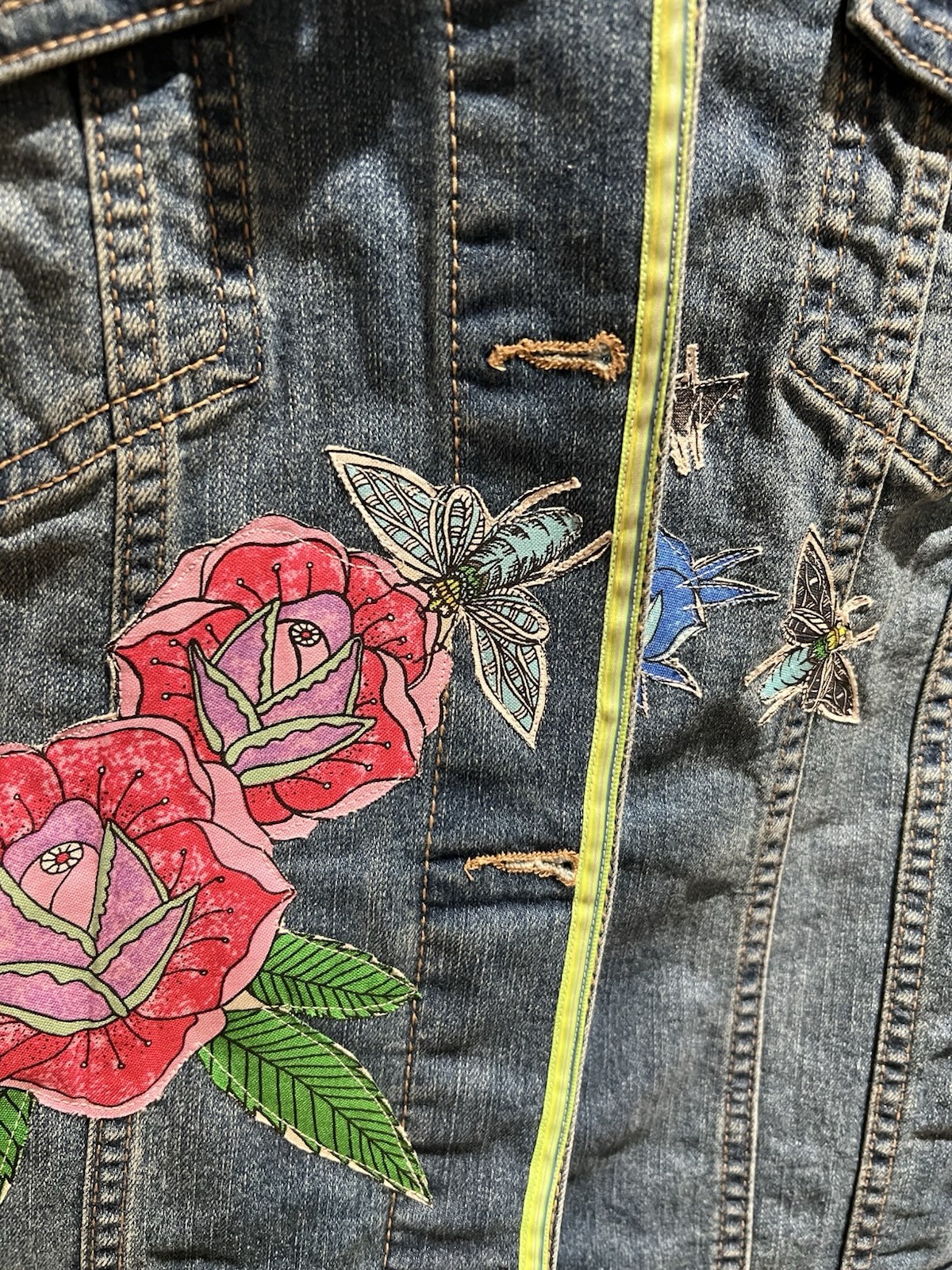 Animal Collage Patchwork Upcycled Jean Jacket - image 5