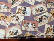 Cat-themed cotton fabric