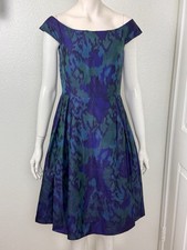 RED VALENTINO Women’s Blue and Purple silk Midi Sleeveless Dress size 4