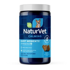 NaturVet Quiet Moments Plus Hemp 180 Soft Chews Dog Calming Supplement Anxiety