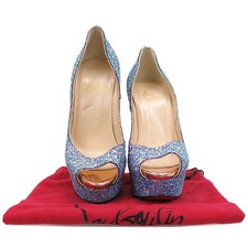 Christian Louboutin Multicolor Glitter Open Toe Shoes 37.5