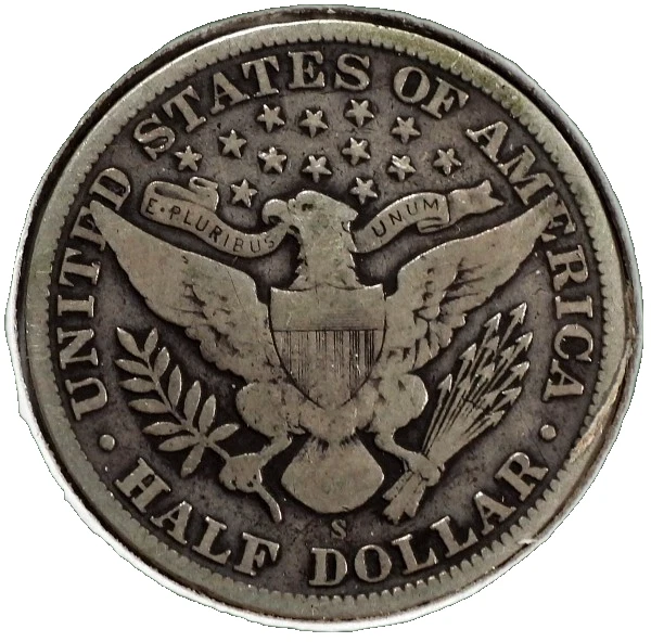 1904-S Barber Half Dollar 50C VG++  Seldom sold - Image 2 of 2