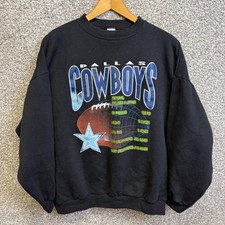 Vintage Dallas Cowboys Sweatshirt Mens 2XL Black NFL Football Logo 7 90s