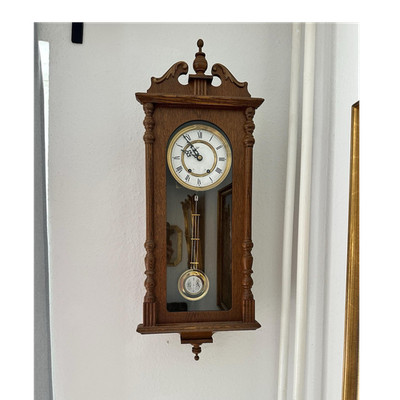 J. Schlenker-Grusen Regulator-Wanduhr Bim-Bam, mechanisch, Eiche, 66x24 cm, Holz