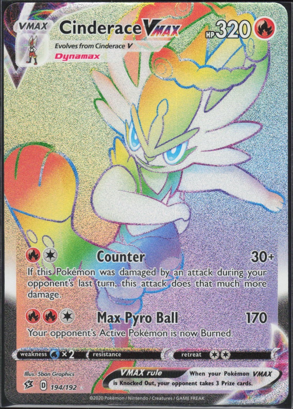 Cinderace VMAX 194/192 Pokemon TCG SWSH02: Rebel Clash LP