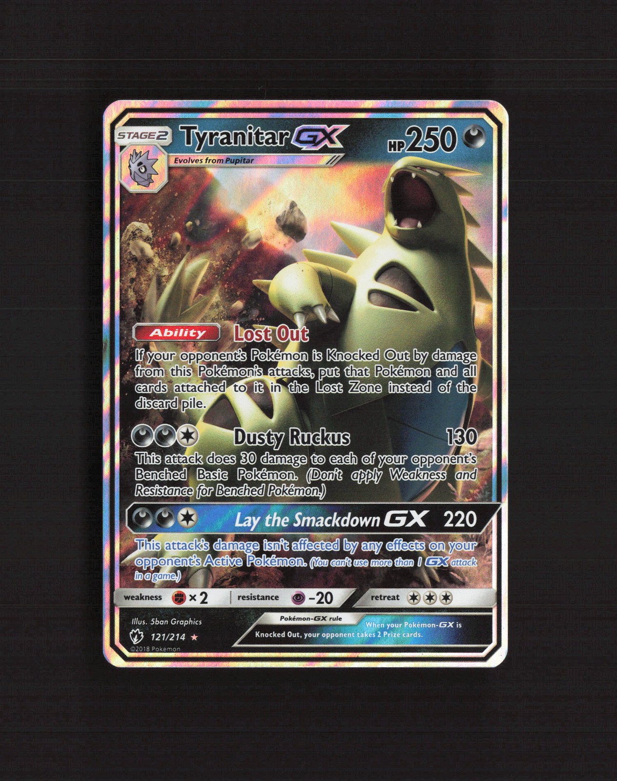 Tyranitar GX 121/214 Lost Thunder Ultra Rare Holo Pokemon Card NM