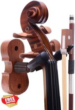 Violin Wall Mount Hanger Mahogany with Bow Hook Stand