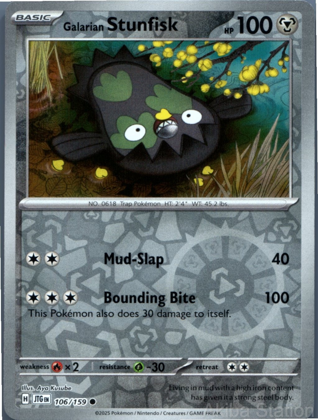 GALARIAN STUNFISK 106/159 COMMON JOURNEY TOGETHER POKEMON REVERSE HOLO NM