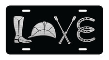 Equestrian Horse Love Car Tag Diamond Etched Engraved Aluminum License Plate