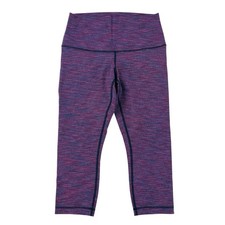 Lululemon Wunder Under Crop II Leggings Size 6 Purple Jacquard Space Dye