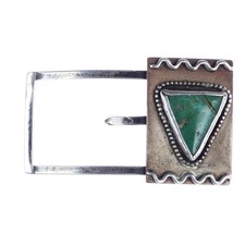 c1940's slim Navajo silver belt buckle w/turquoise