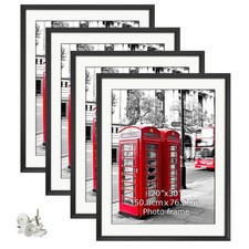 Giftgarden 24x36 Black Picture Frames, Converts to 20x30 with Mat - Set of 4