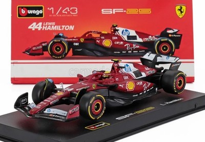 BURAGO 1/43 FERRARI F1 SF25 2025 HAMILTON VITRINE STATISCHES MODELL DIECAST