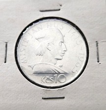 1965 CZECHOSLOVAKIA 10 Korun. KM58. Proof Silver. Jan Hus Commemorative.