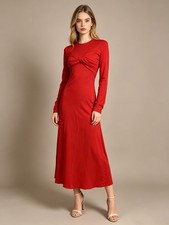 NWT Farm Rio Red Twisted Cup Long Sleeves Midi Dress Size XS