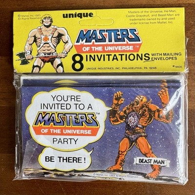 Vintage 1983 Masters Of The Universe MOTU Party Invitations Sealed He-Man Mattel