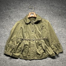 Abercrombie  Fitch Youth Medium Olive Green Jacket Military Style Cinch Y2K