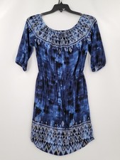 Cato Dress Womens Size Small Color Blue/White Round Neck Half Sleeve Pattern