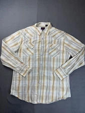 Roper Mens Western Pearl Snap Shirt Size XL Plaid Long Sleeve Flip Cuff