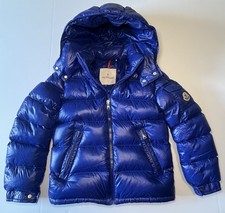 Moncler New Maya Kids 10A 140cm Blue Down Puffer Jacket Hooded Coat Authentic