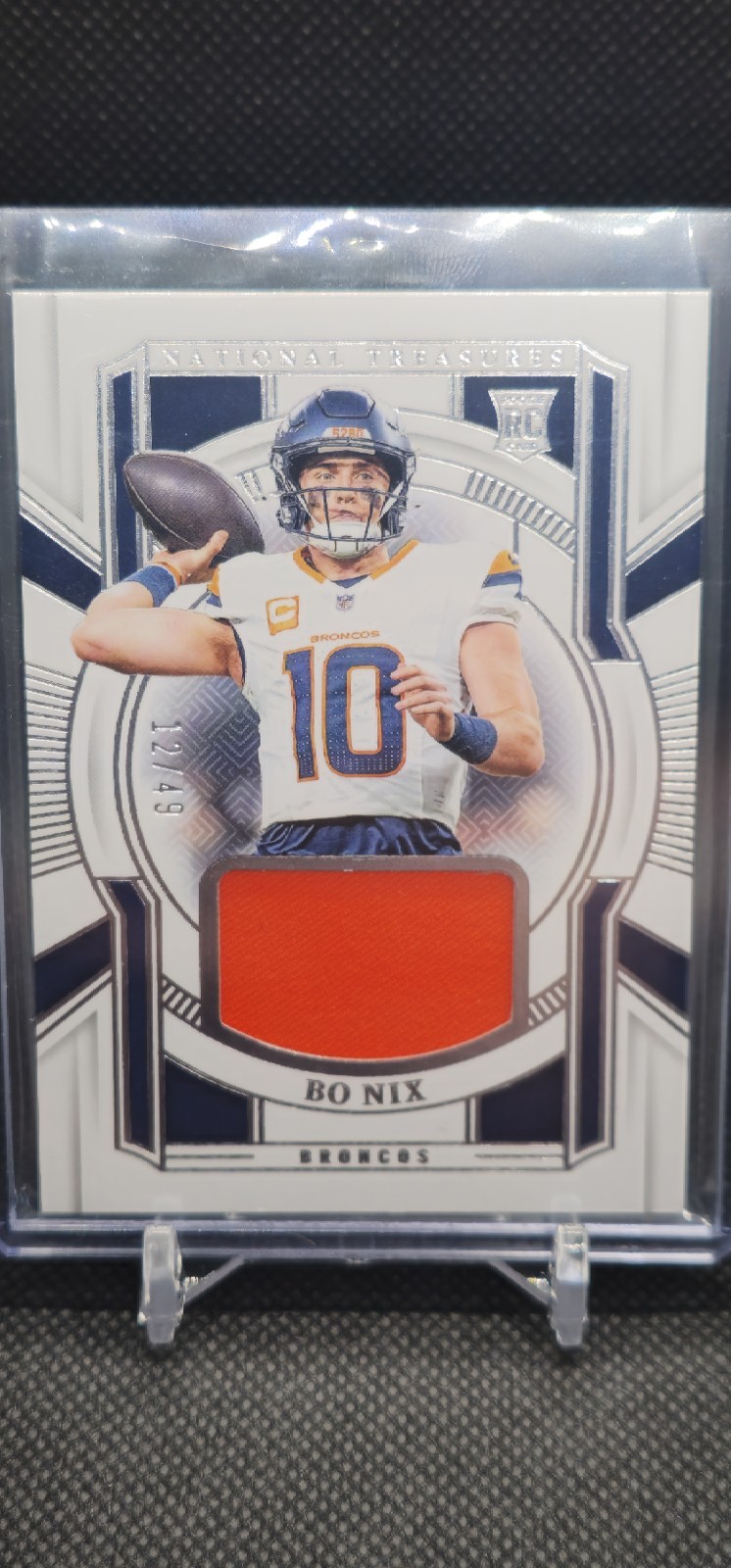 2024 Panini National Treasures Bo Nix Franchise Treasures Patch /49 Rookie Card