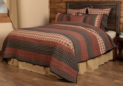 Red & Black Oversized King Quilt Hand-Stitched Reverse Seam Patchwork Beckham