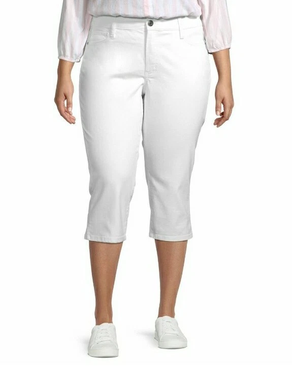 New St. John s Bay Mid Rise Denim Capris Plus White Sz 20W eBay