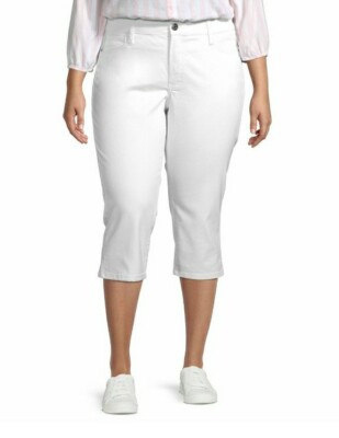 New John's Bay Mid Rise Denim Capris Plus White Sz 20W