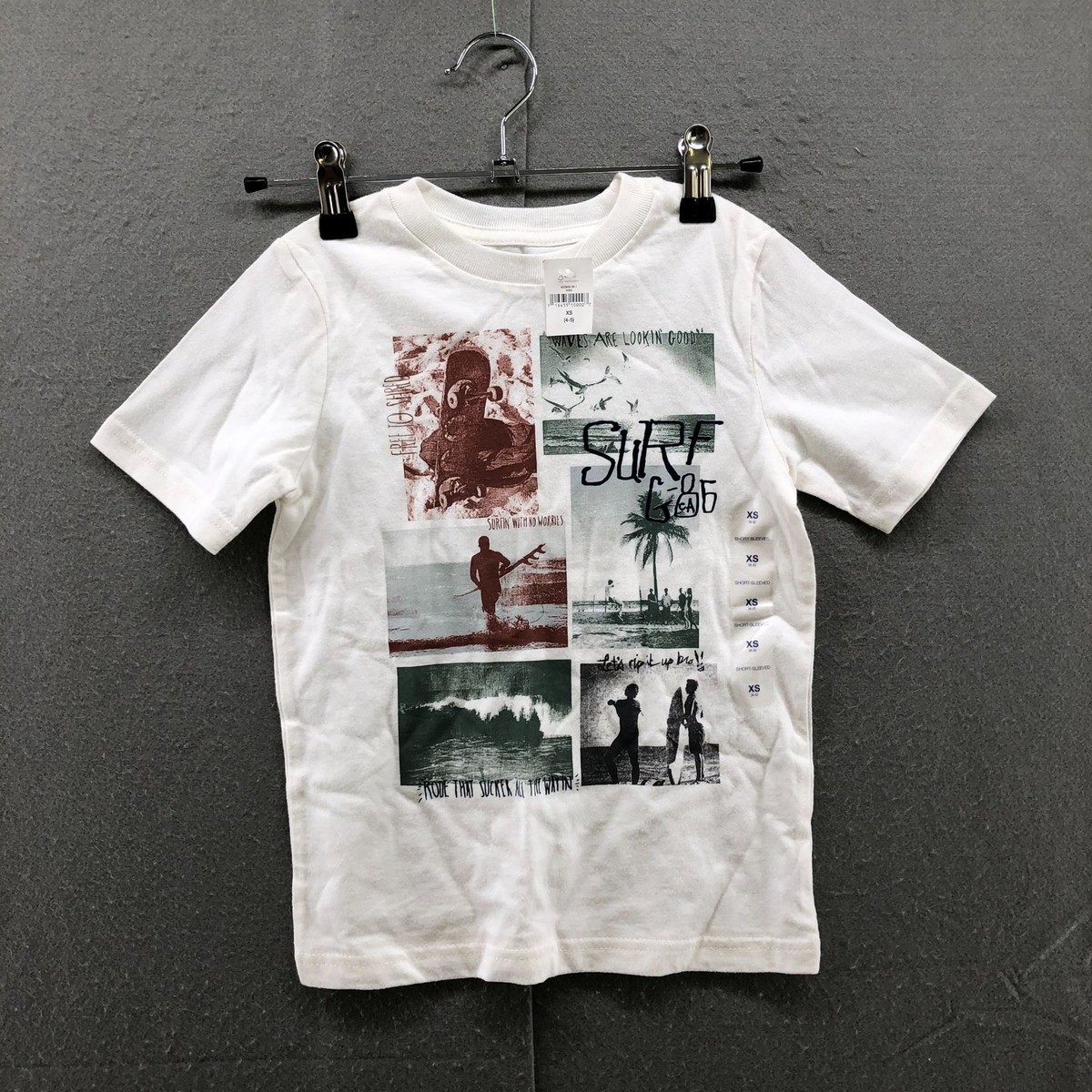 NWT GAP Kids XS 4-5 Boys Surf Beach Theme Graphic T-Shirt White