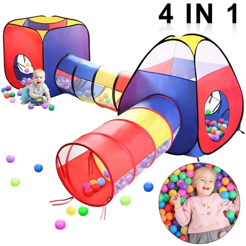 Portable 4 in 1 Childrens Kids Baby Play Pop Up Tent Tunnel Ball Pit Playhouse - Picture 3 of 11
