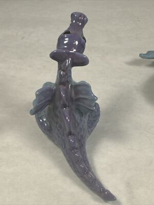 Vintage Hagen Renaker Storybook Pink Purple Dragon Set Ornaments
