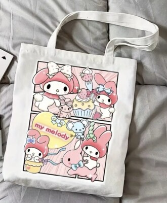 My Melody Beuteltasche 38x42cm Baumwolle Canvas Tasche umweltfreundlich wiederverwendbar Einkaufstasche
