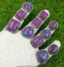 Purple Turquoise Gemstone 925 Sterling Silver Plated Wholesale Design Lot Rings