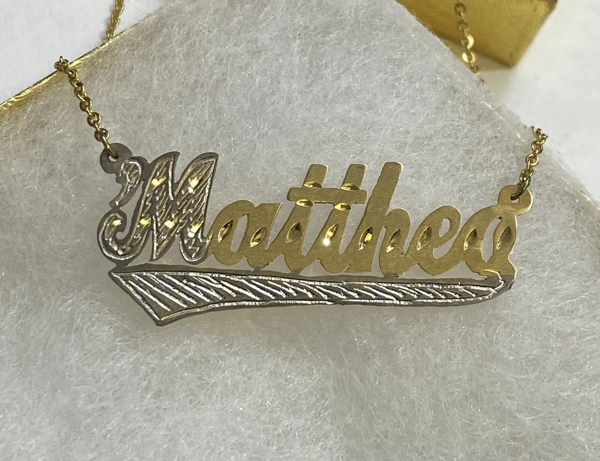 14k Gold Overlay Personalized Name Necklace Plate TWO TONE. Or All Yellow SP