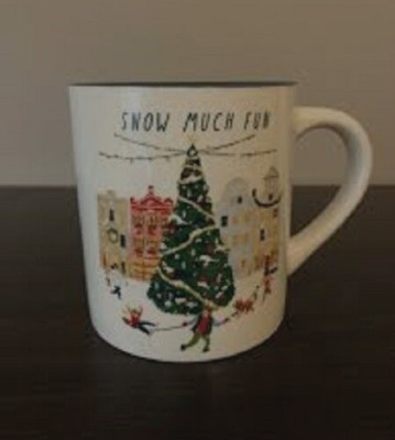 THRESHOLD Mug SNOW MUCH FUN Christmas Tree Holiday GREEN Interior Stoneware 16oz