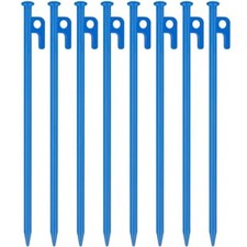 8 Pack Tent Stakes Heavy Duty 12 inch Steel Tent Pegs for Camping Blue