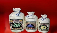 Hearth and Home Designs Burlap Sack Design Canisters Vintage 1988, Set of 3