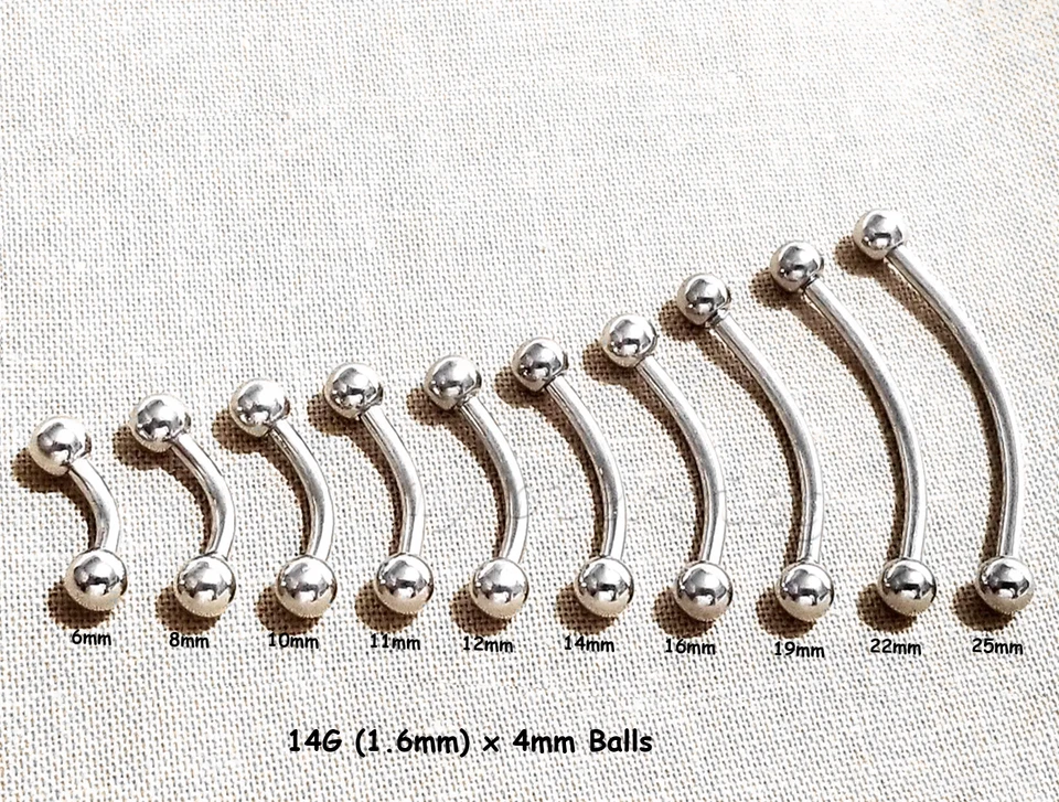 20g 18g 16g 14g 12g 10g Curved Barbell Eyebrow Ring Tongue Snake-Eyes Piercing - Image 3 of 4
