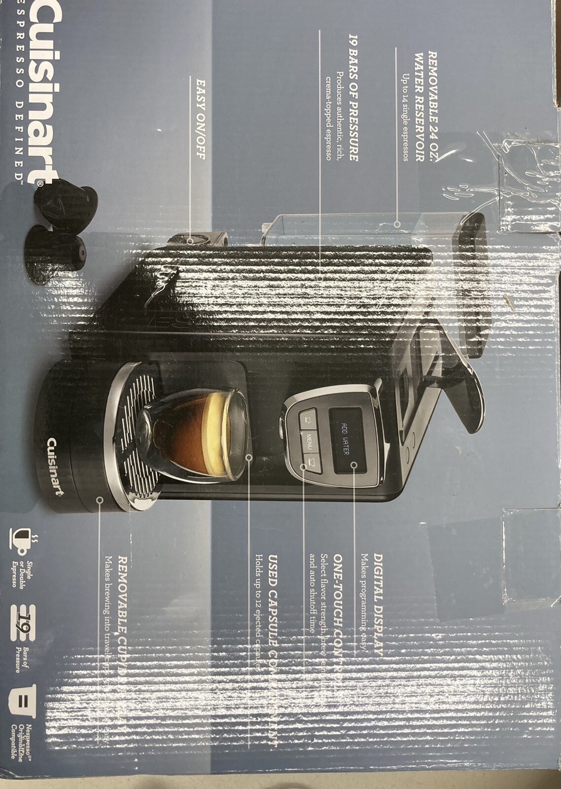 Cuisinart EM15 Defined Espresso Machine, 13.5"(L) x 5.75"(W) x 9.5"(H