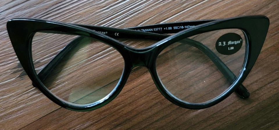 NOVO SEM ETIQUETAS A. J.MORGAN PARA ÓCULOS DE LEITURA ANTHROPOLOGIE OLHO DE GATO PRETO +1,00 US$ 58,00 - Imagem 2 de 4