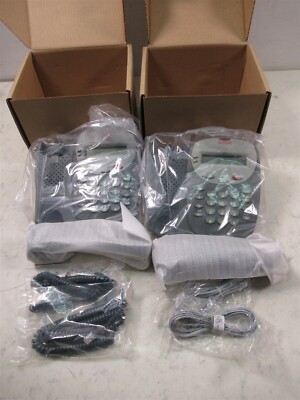 Lot of 2 Avaya 2402 Office Telephones Grey Unit w/ Handset and Accessories