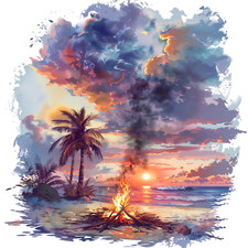 Wall Decal Sticker Tropical Summer Beach Wall Sticker 18X18cm Large