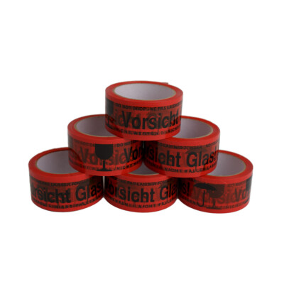 Klebeband Vorsicht Glas 6er Pack In Roter Ausführung Mit Schrift Schwarz 6x 66 Meter Laenge Breite 48mm