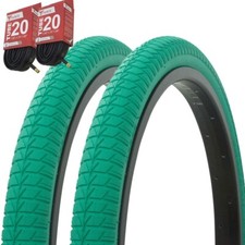 1PAIR PRO BMX Bicycle Bike Tires  Tubes 20" x 1.75" GREEN FREESTYLE P-1064