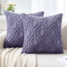 Throw Pillow Covers 18x18 Inch, Soft Winter 18" x 18" Pack of 2 Blue Purple