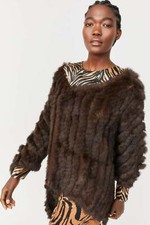 Jayley Chocolate Mid Length Asymmetrical Coney Fur Jacket