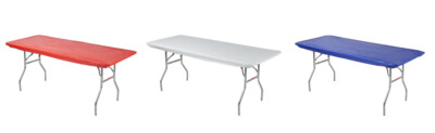 Kwik-Covers 6' or 8' Rectangular Fitted Plastic Table Covers, Bundle of 3 Colors