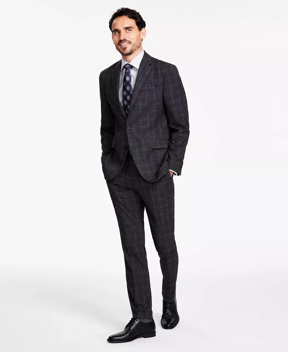 46S Kenneth Cole Reaction Men's Slim-Fit Ready Flex Stretch Fall Suits (Dark Blu