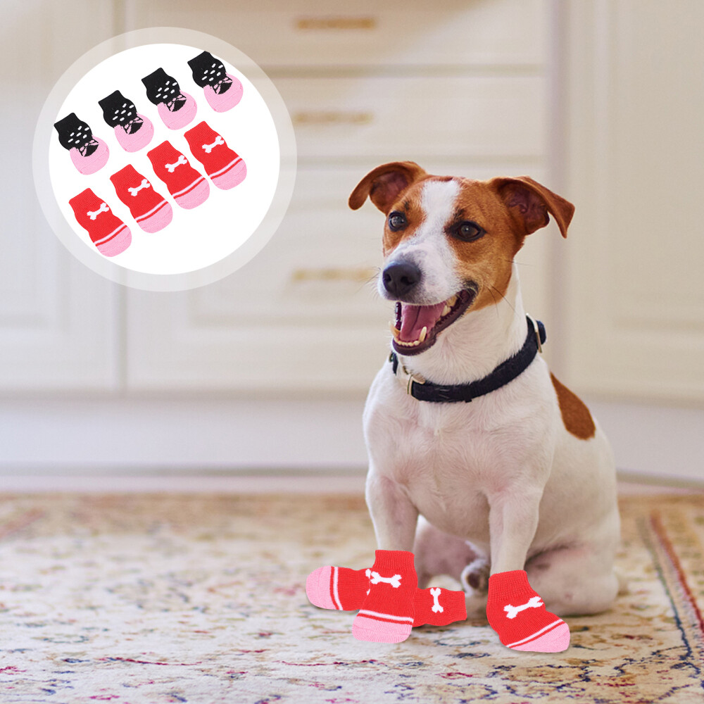 8Pcs Antiskid Dog Socks Pet Supplies Grippers Dog Socks Antislip Dog